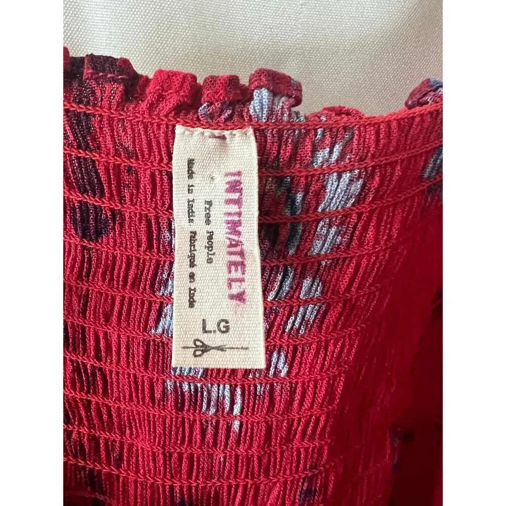 Intimately Free People Womens Red Floral Floor Length Dress Size Large - Picture 5 of 5